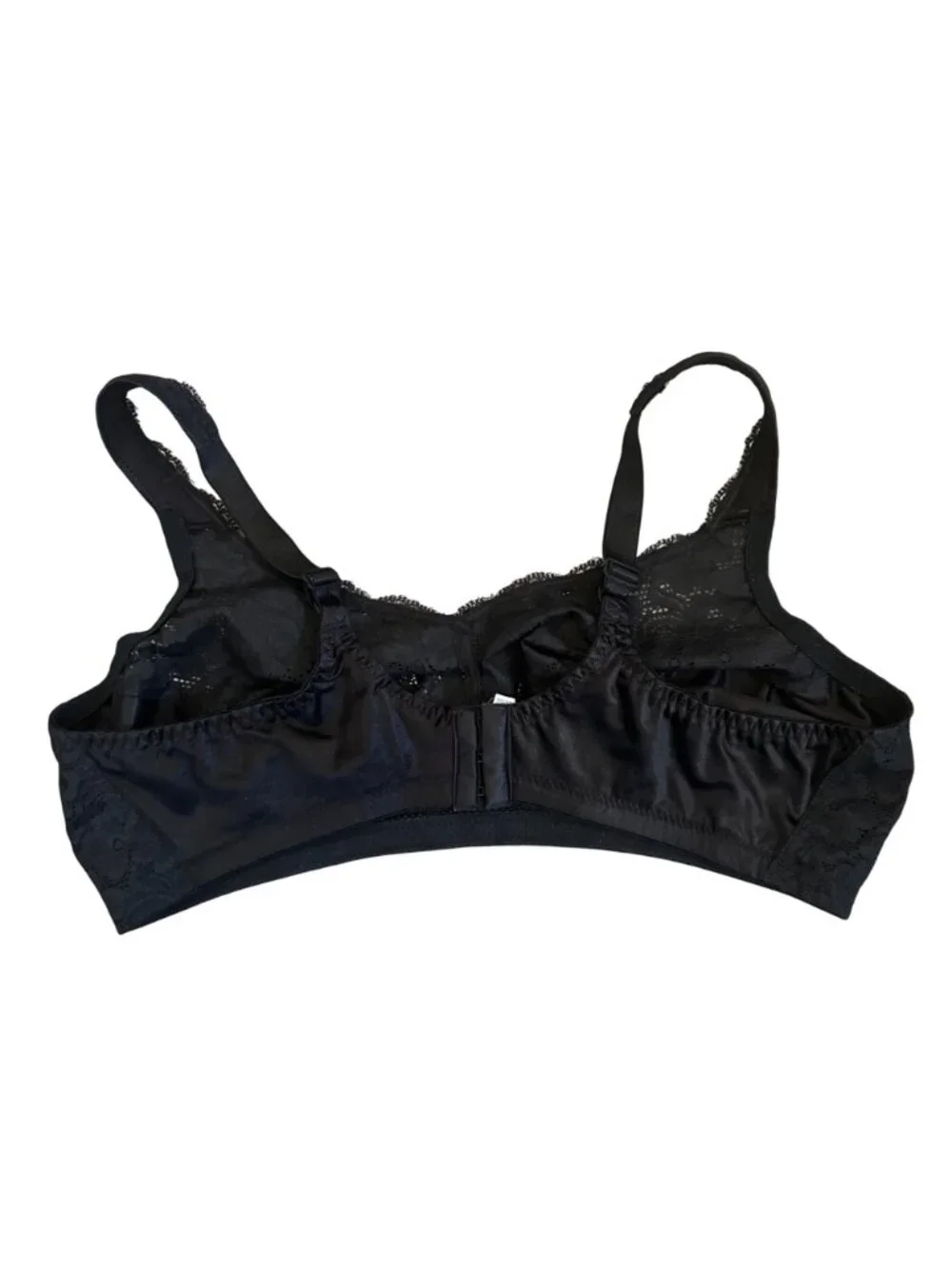 Vintage Playtex Secrets Black Silk Floral Lace Pinup Retro Bra 42D